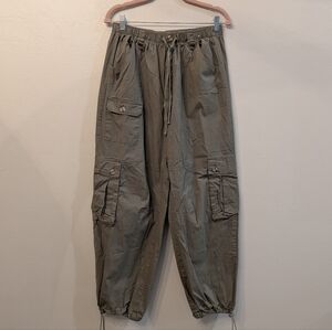 Project Rebel Soft Shell Olive Green Cargo Pants Multiple Pockets Elastic Size L